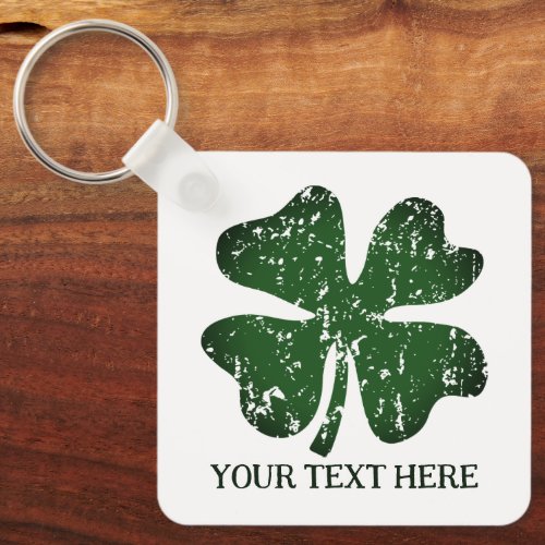 Distressed green lucky clover shamrock keychains