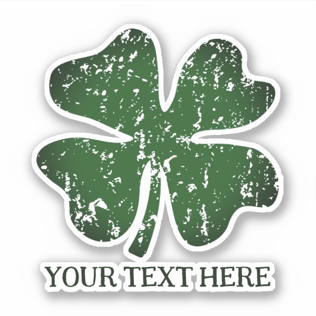 Distressed green lucky clover vinyl stickers (Front)