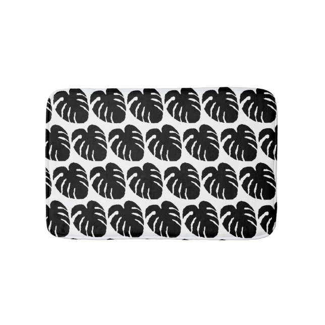Distressed Green Wood Foliage In Black And White Bath Mat (Front)