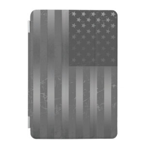 Distressed Grey American Flag Metallic Background iPad Mini Cover