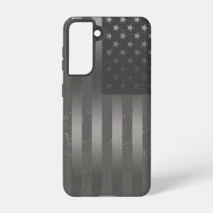 Distressed Grey American Flag Metallic Background Samsung Galaxy S21 Case