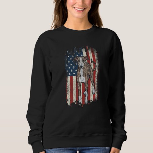 Distressed Greyhound American Flag Patriotic Dog Sweatshirt