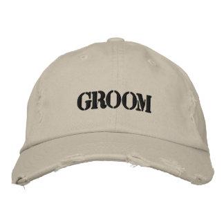 Distressed groom embroidered baseball hat