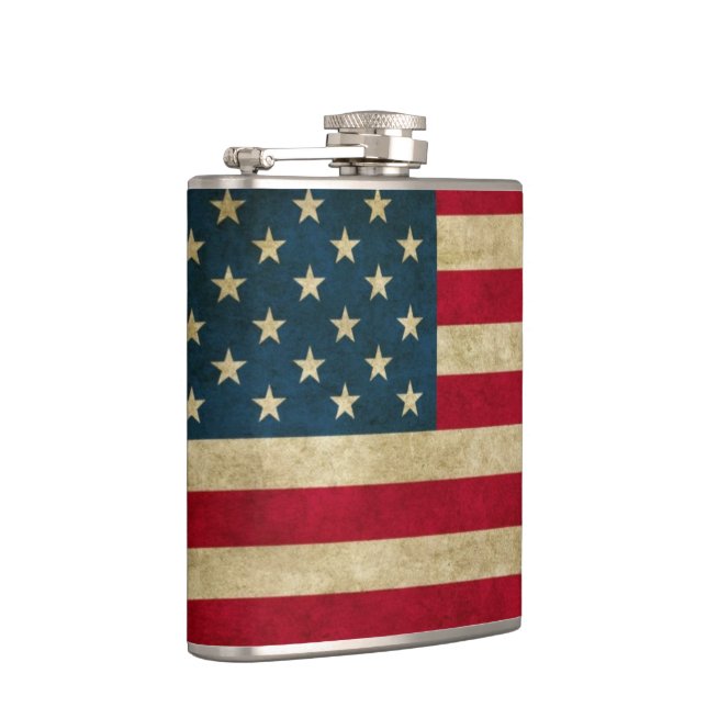 Distressed Grunge American Flag Flask (Right)