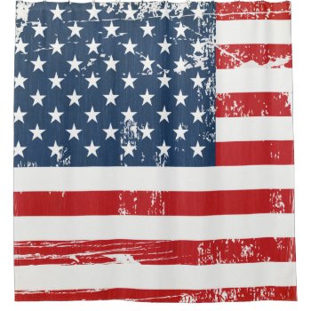 Distressed Grunge American Flag Old Vintage Look Shower Curtain by ShowerCurtain101 at Zazzle
