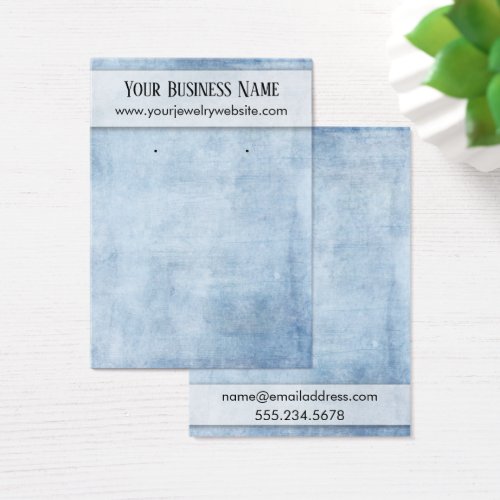 Distressed Grunge Blue Earring Holder Display Card