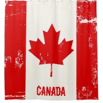 Distressed Grunge Canada Flag Maple Leaf Shower Curtain by ShowerCurtain101 at Zazzle