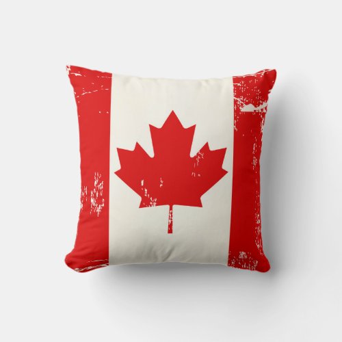 Distressed Grunge Canada Flag Maple Leaf Throw Pillow