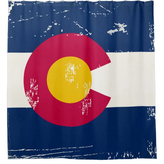 Distressed Grunge Colorado State Flag Shower Curtain (Front)