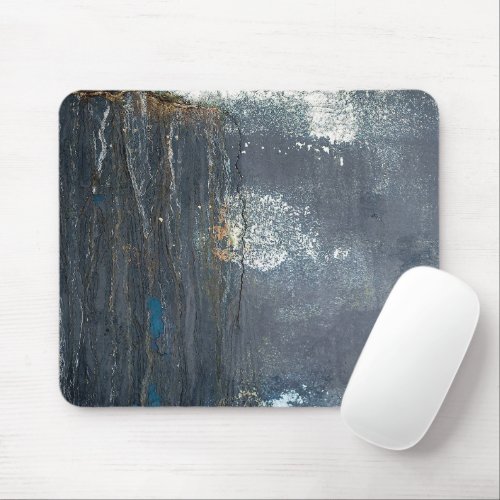 Distressed Grunge Gray and Blue Abstract Mouse Pad