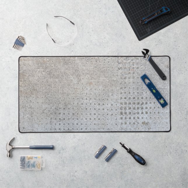   Distressed Grunge Industrial Stone Concrete Grey Desk Mat (Workstation)