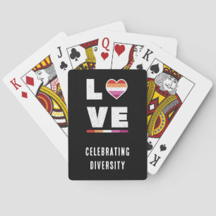 Distressed Grunge Love LGBTQ Lesbian Pride Flag Poker Cards