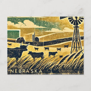 Distressed Grunge Nebraska Postcard