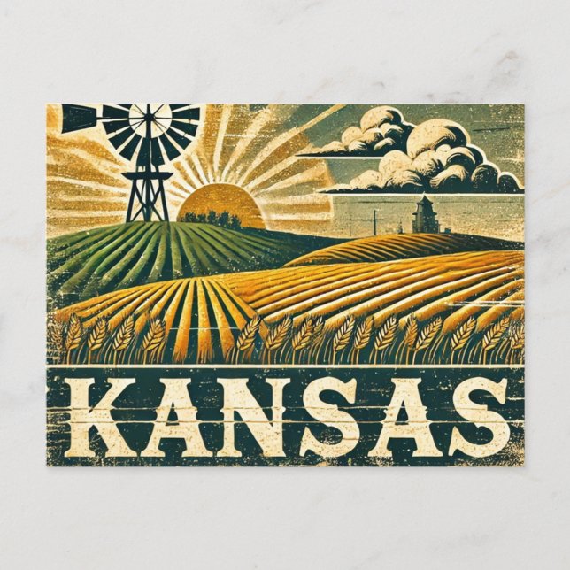 Distressed Grunge Nebraska Postcard (Front)