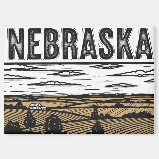 Distressed Grunge Nebraska Postcard Magnet (Front)