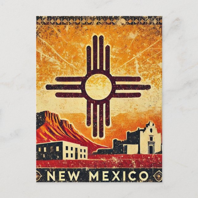 Distressed Grunge New Mexico  Postcard (Front)