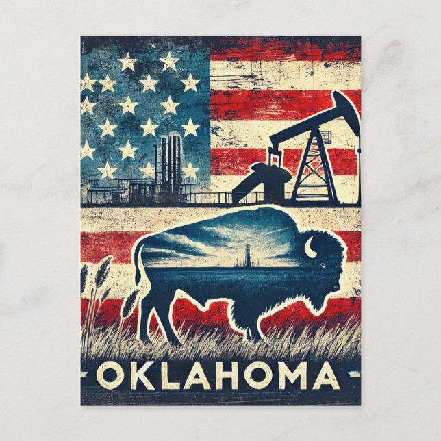 Distressed Grunge Oklahoma Postcard (Front)