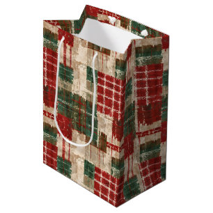 Distressed Grunge Plaid Patchwork Tartan Medium Gift Bag
