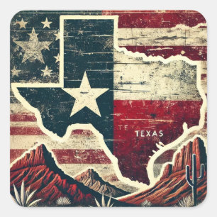 Distressed Grunge Texas Square Sticker