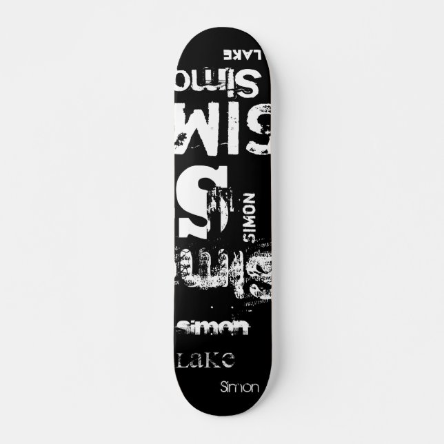 Distressed Grunge Urban Typography Word Cloud Skat Skateboard (Front)