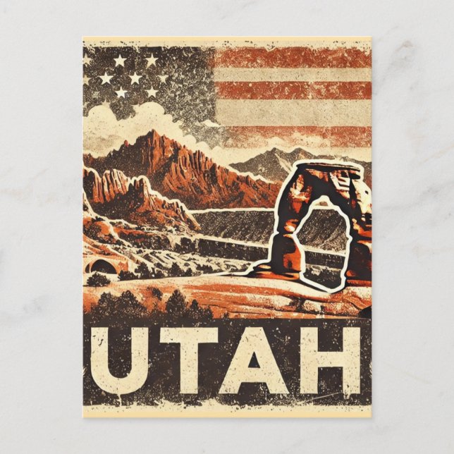 Distressed Grunge Utah Postcard (Front)
