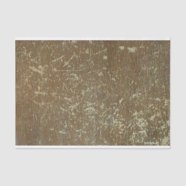 Distressed Grunge Weathered Brown Scratched Wood Tissue Paper (Front)