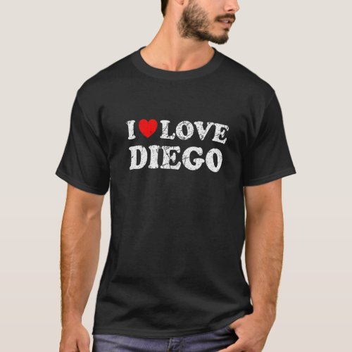 Distressed Grunge Worn Out Style I Love Diego   T_Shirt
