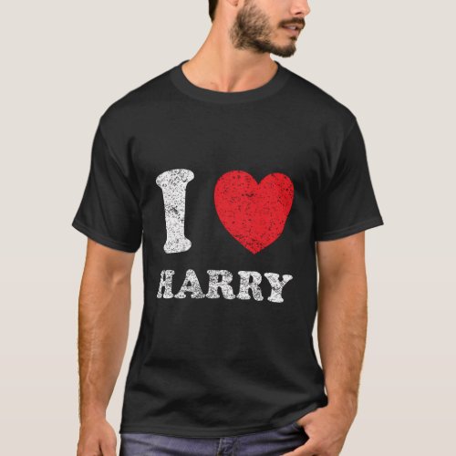 Distressed Grunge Worn Out Style I Love Harry T_Shirt