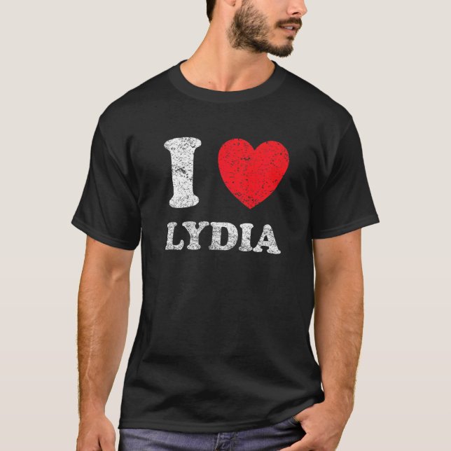 Distressed Grunge Worn Out Style I Love Lydia T-Shirt (Front)