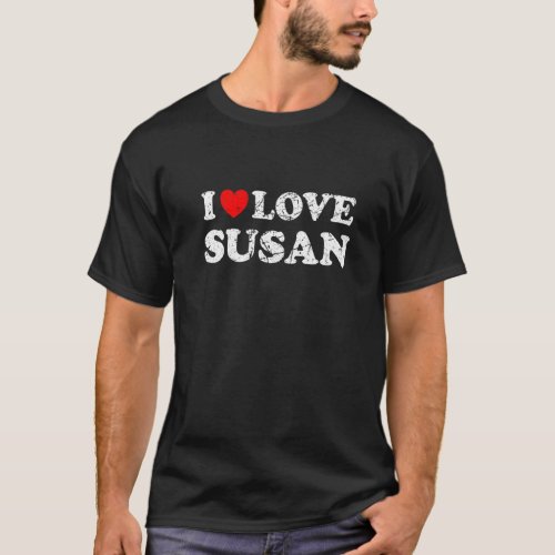 Distressed Grunge Worn Out Style I Love Susan   T_Shirt