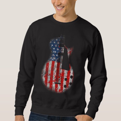 Distressed Guitars Vintage Us American Flag Guitar Sweatshirt