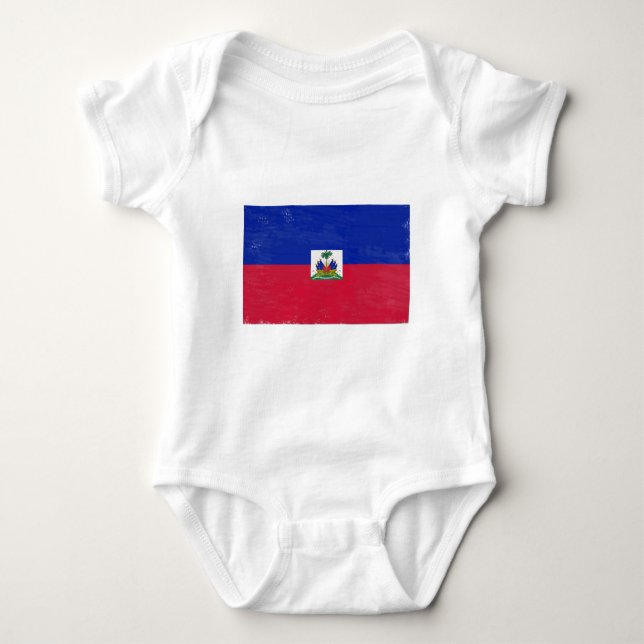 Distressed Haitian flag Baby Bodysuit (Front)