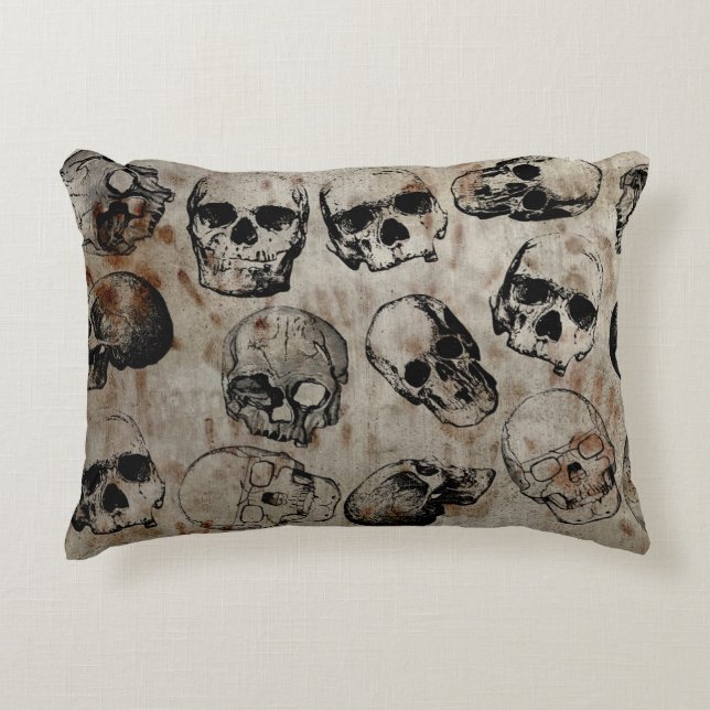 Distressed Halloween Vintage Skulls Accent Pillow (Front)