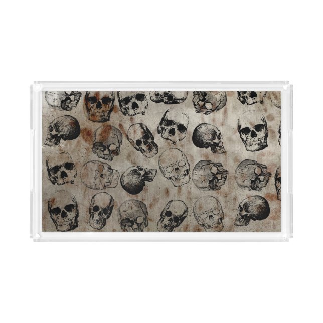Distressed Halloween Vintage Skulls Acrylic Tray (Front)