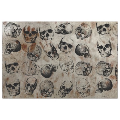 Distressed Halloween Vintage Skulls Tissue Paper