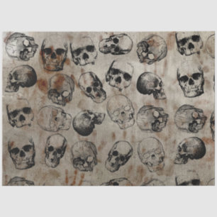 Distressed Halloween Vintage Skulls Tissue Paper