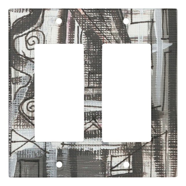 Distressed-Hand Painted Abstract Brushstrokes Light Switch Cover (Front)