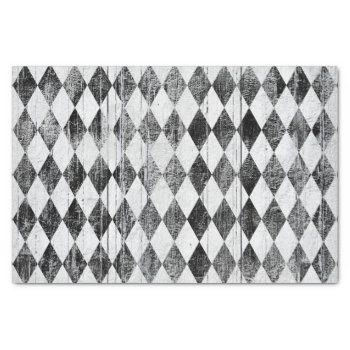 Distressed Harlequin Black And White Diamond Tissue Paper by ilovedigis at Zazzle