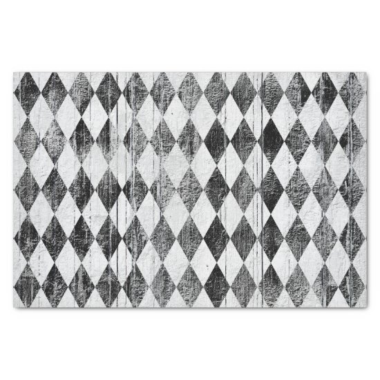 Distressed Harlequin Black and White Diamond Tissue Paper
