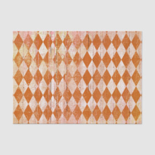 Distressed Harlequin Burnt Orange Diamond Tissue Paper