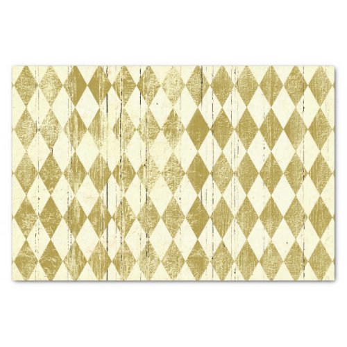 Distressed Harlequin Gold and Cream Diamond Tissue Paper