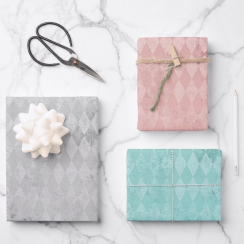 Distressed Harlequin Pattern Wrapping Paper Sheets