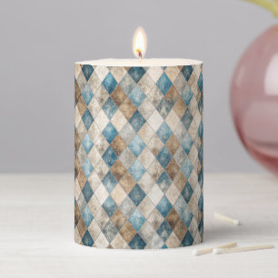 Distressed Harlequin Pillar Candle
