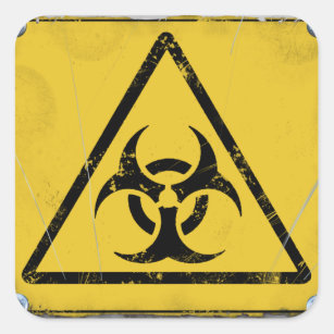 Distressed Hazard Warning Symbol V2 Square Sticker