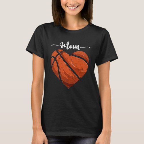 Distressed Heart Basketball Mom Heart Cute Mother  T_Shirt