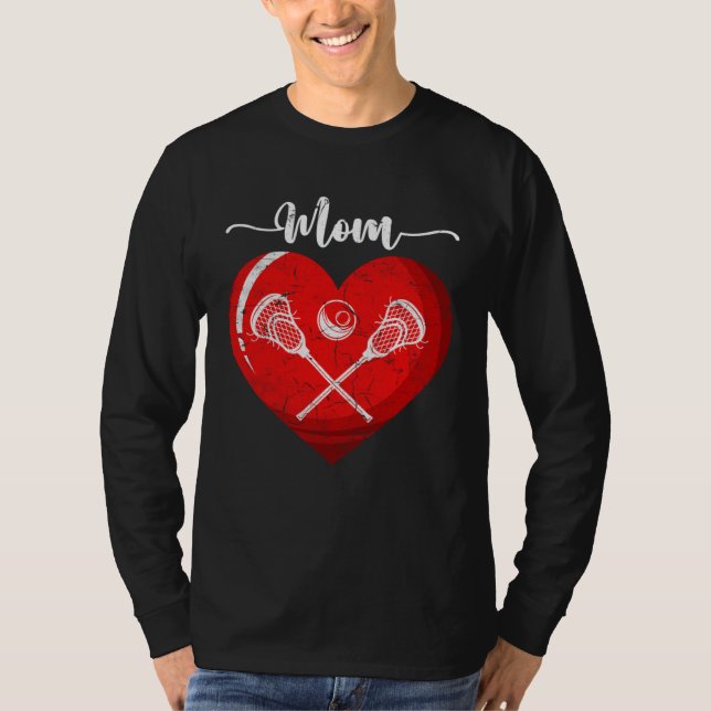 Distressed Heart Lacrosse Mom Heart Cute Mother s  T-Shirt (Front)