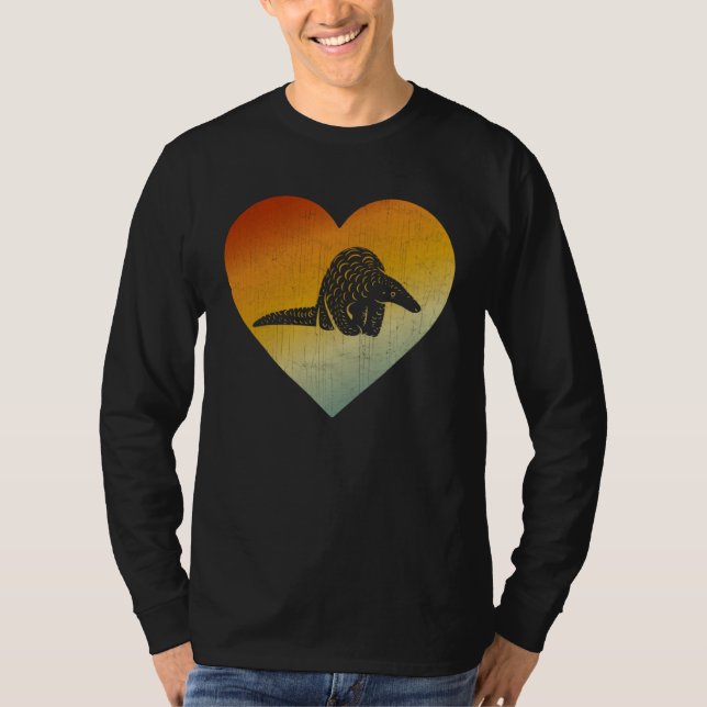 Distressed Heart Retro Style Men Women Pangolins T-Shirt (Front)