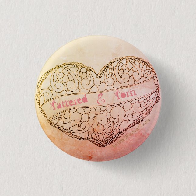 Distressed Heart - Tattered & Torn Button (Front)