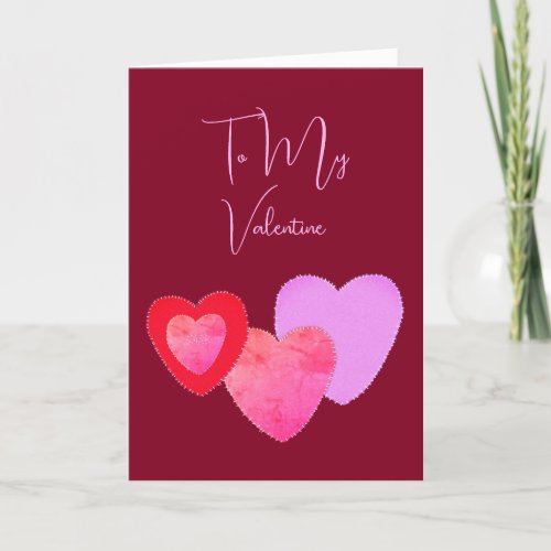 Distressed Hearts Be My Valentine Folded Card
