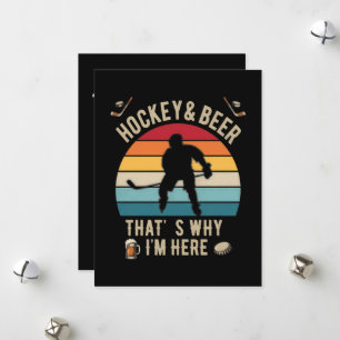 Distressed Hockey and Beer Pun Hockey Holiday Card